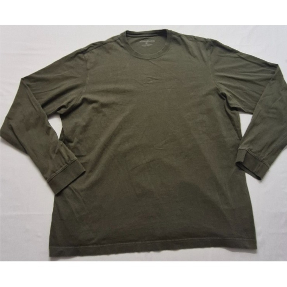 Eddie Bauer men's basic hunter green long sleeve crew neck shirt XL 100% Cotton1